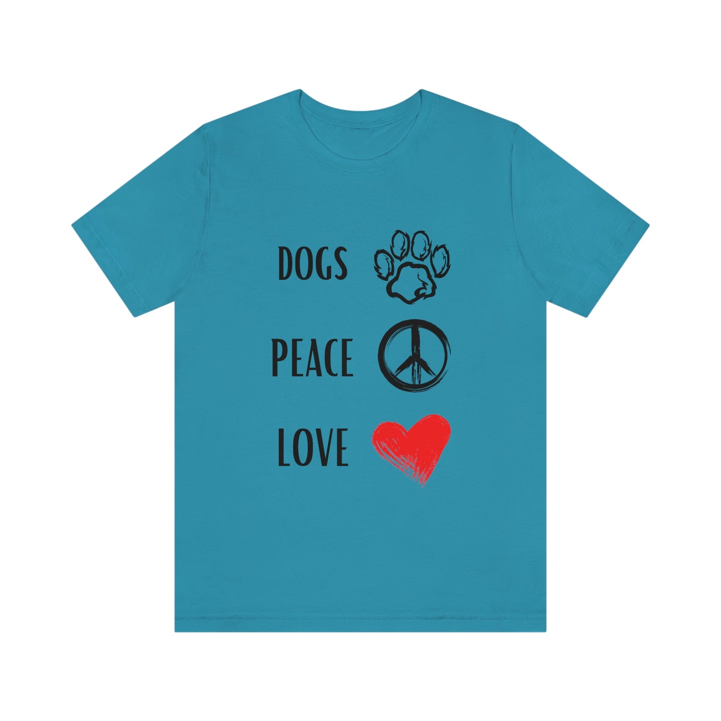 Dogs Peace Red Love - Short Sleeve Tee 01