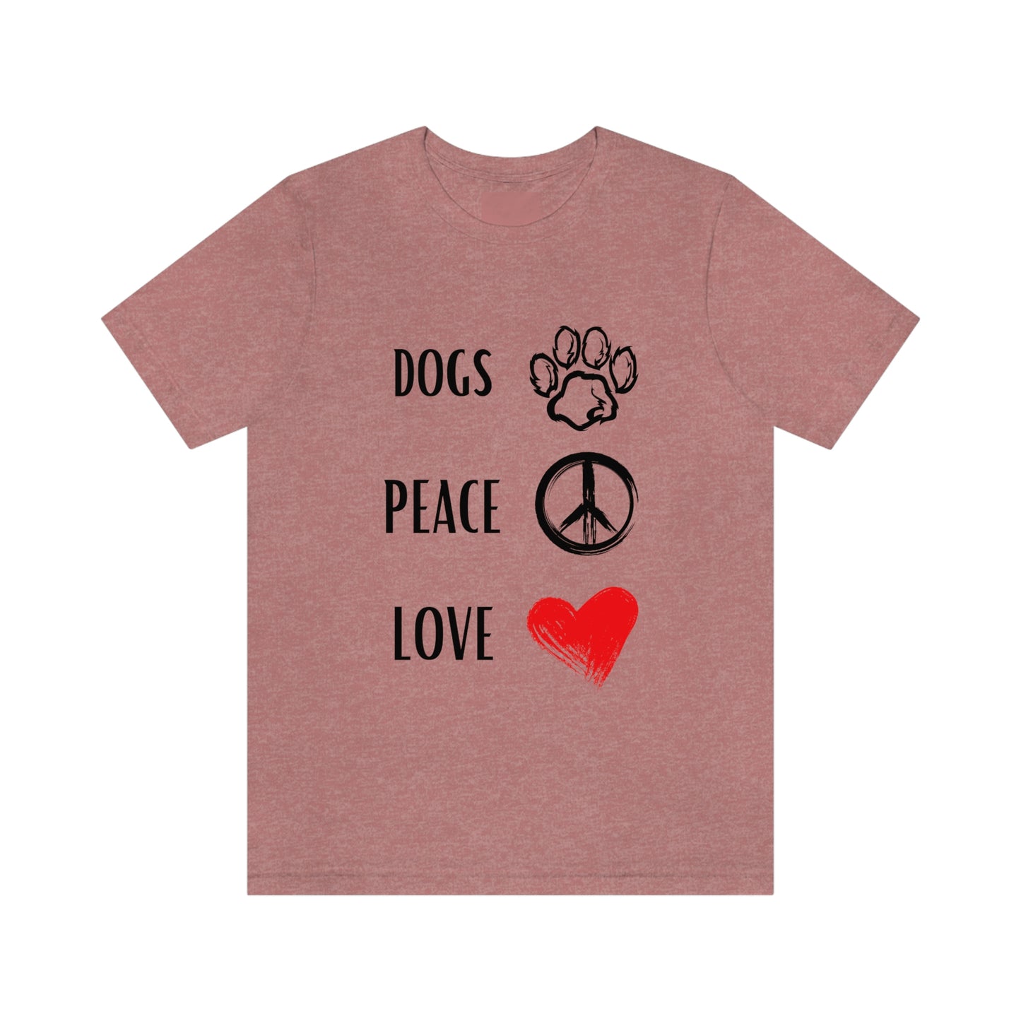 Dogs Peace Red Love - Short Sleeve Tee 01