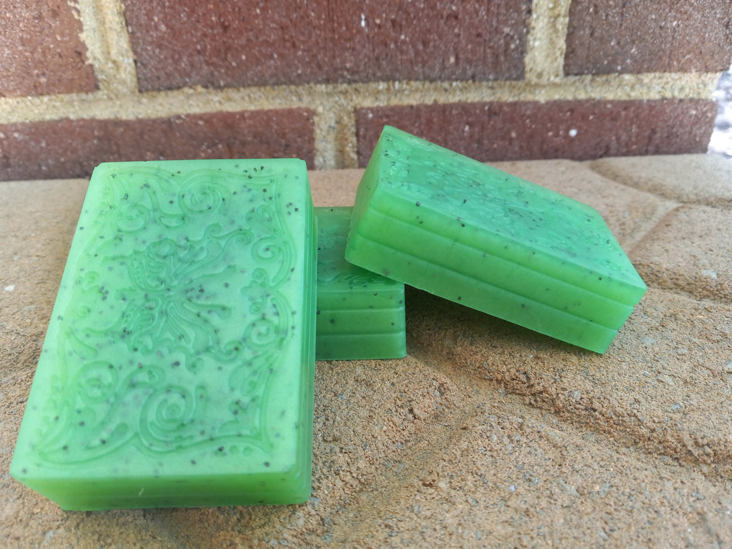 Green Tea and Cucumber - Hand Poured Exfoliating Olive Oil / Hemp Seed Oil Soap