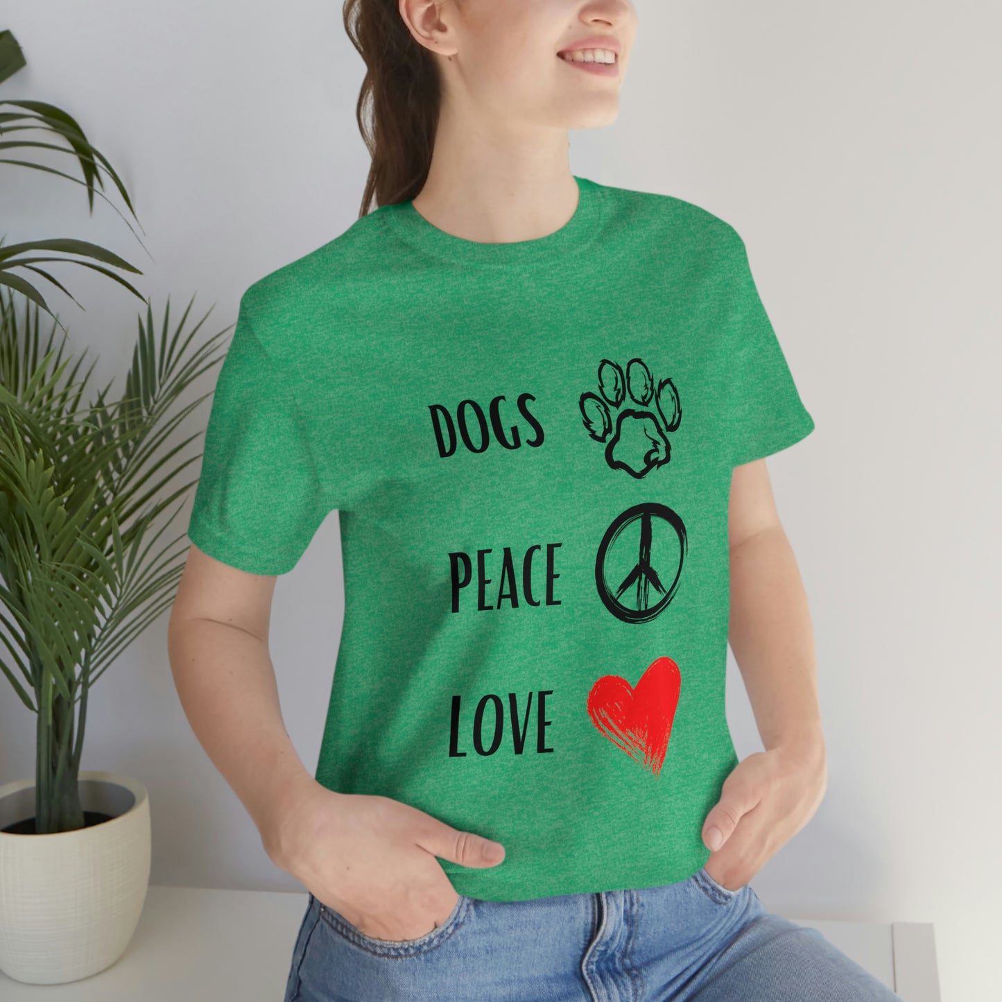 Dogs Peace Red Love - Short Sleeve Tee 01