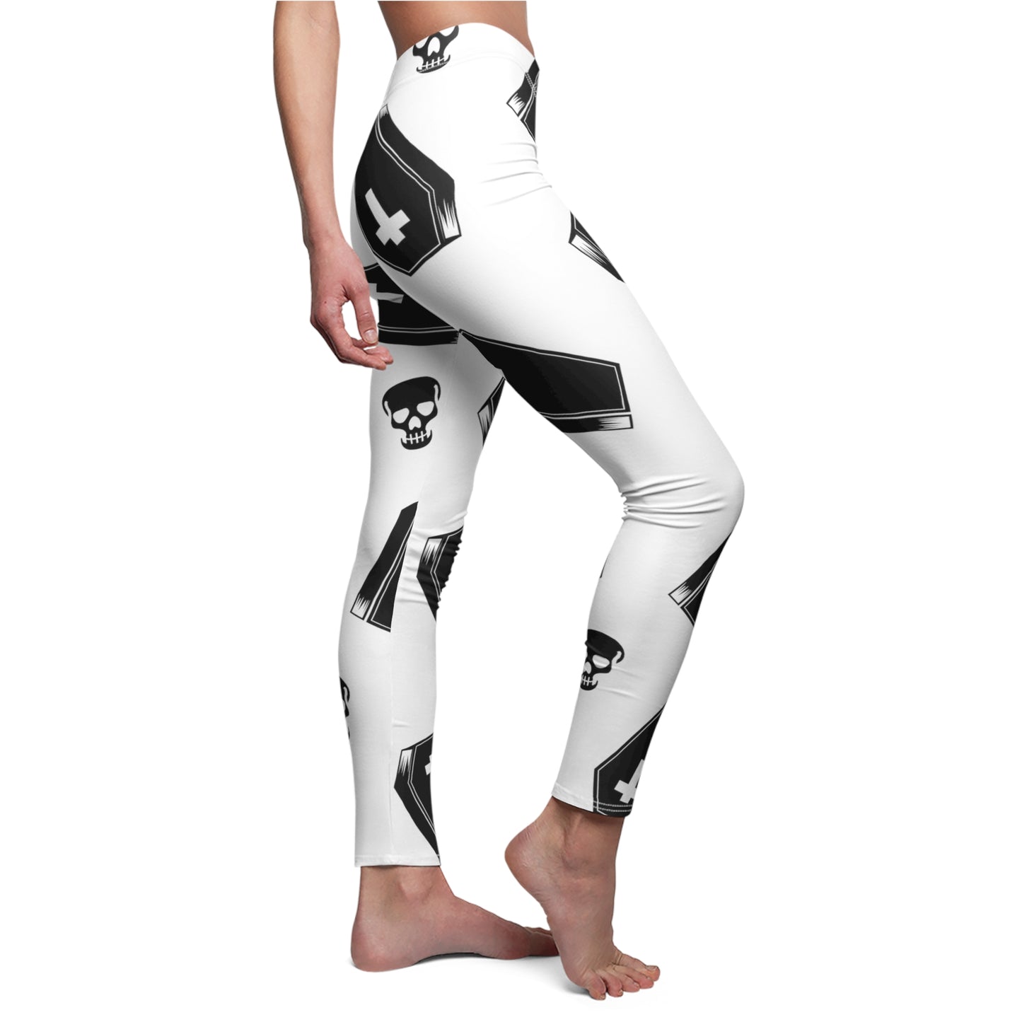Coffin and Skull - Women's Cut & Sew Casual Leggings