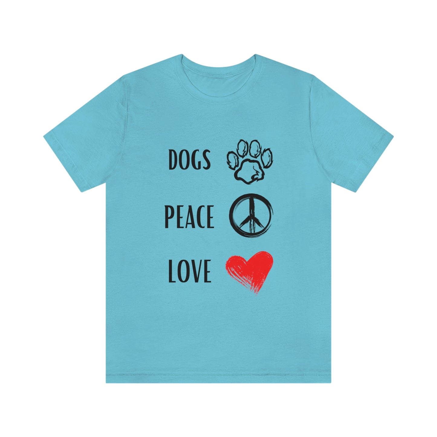 Dogs Peace Red Love - Short Sleeve Tee 01