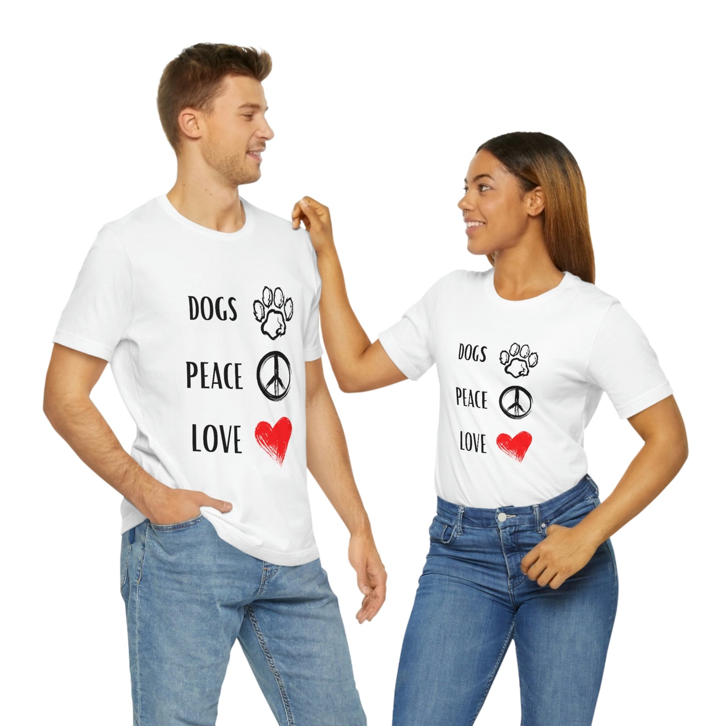 Dogs Peace Red Love - Short Sleeve Tee 01