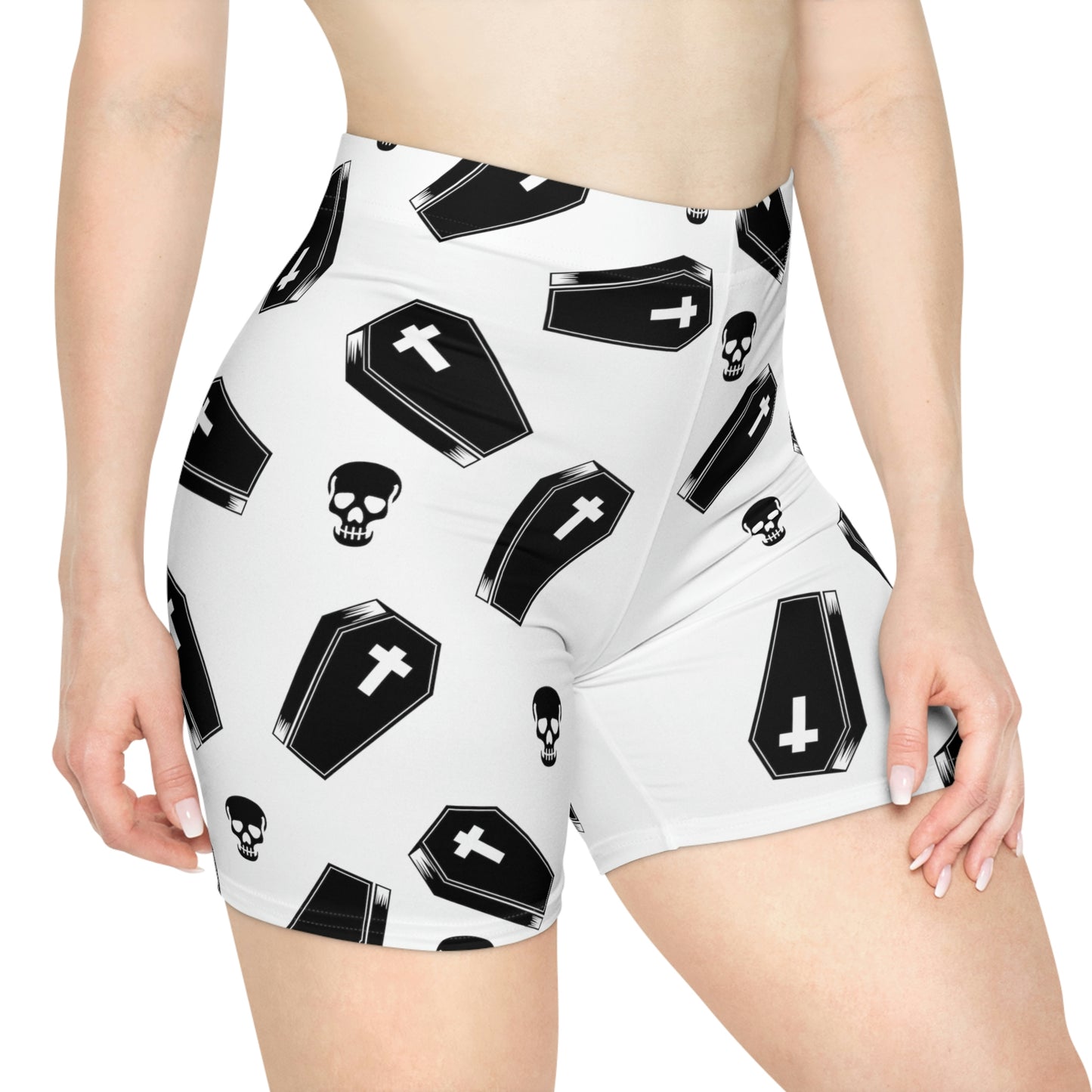 Coffin and Skulls Running Shorts - (B&W)
