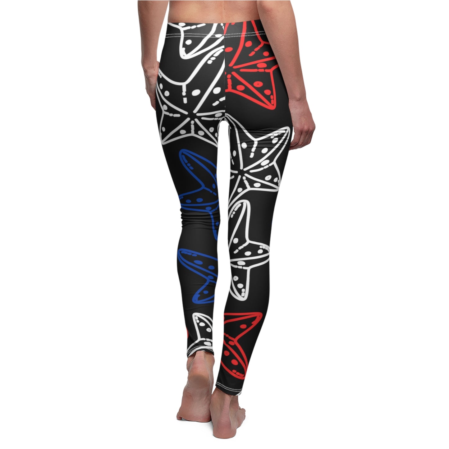 4th of July Starfish - Women's Cut & Sew Casual Leggings
