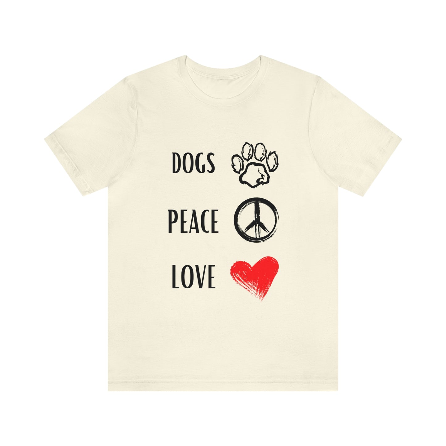 Dogs Peace Red Love - Short Sleeve Tee 01