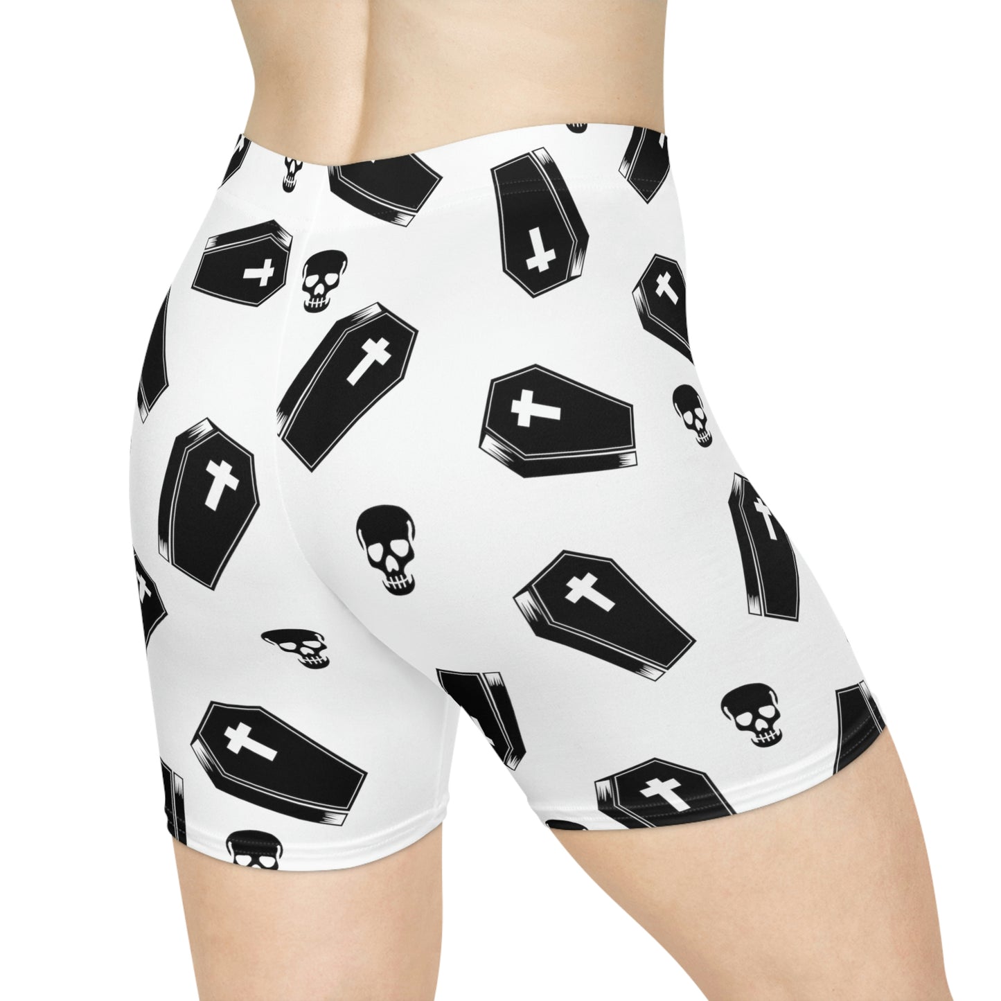 Coffin and Skulls Running Shorts - (B&W)
