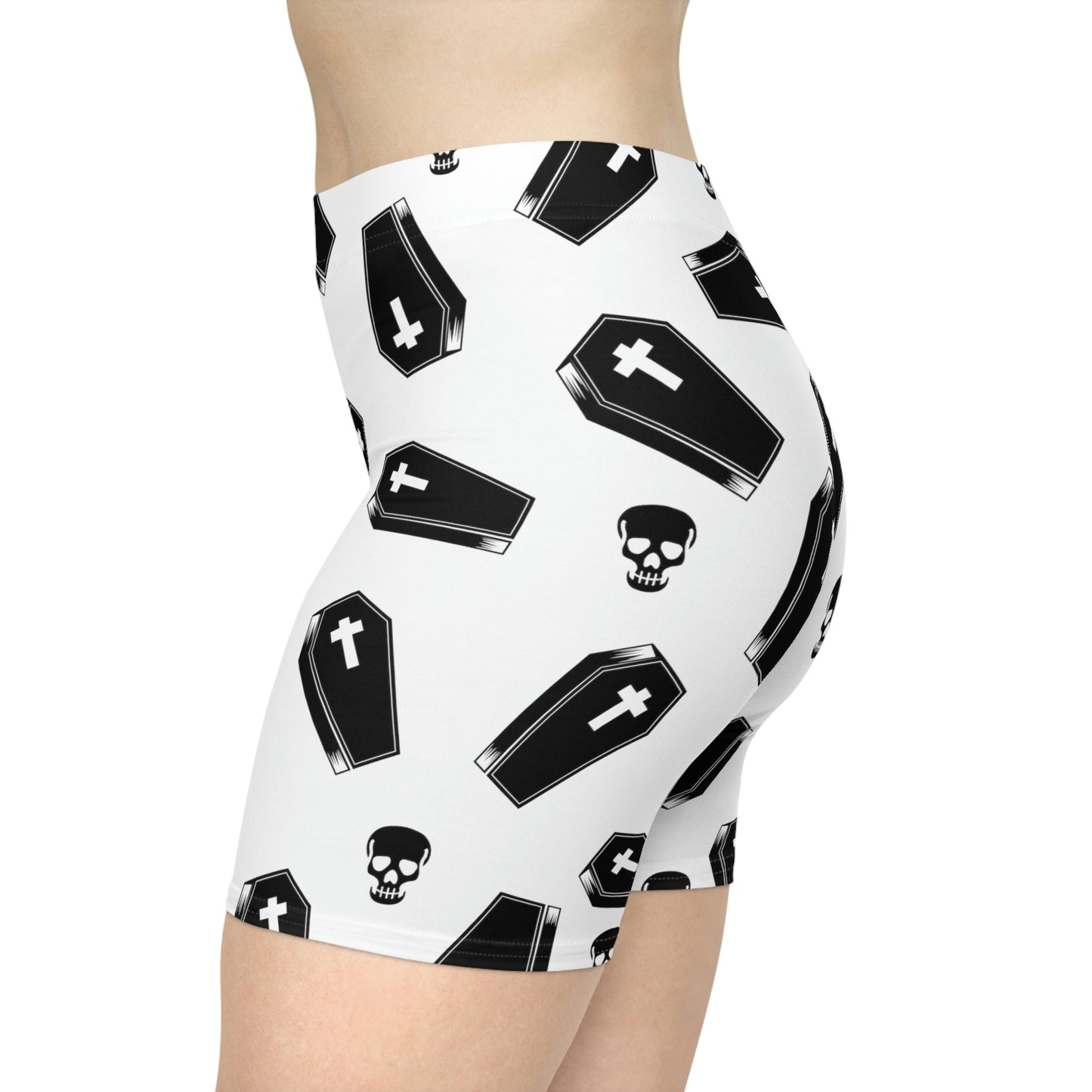 Coffin and Skulls Running Shorts - (B&W)