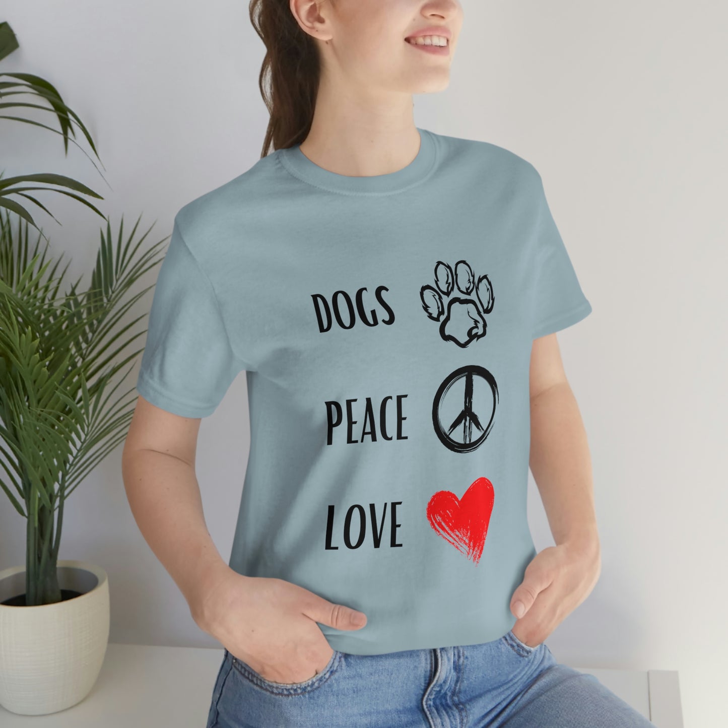 Dogs Peace Red Love - Short Sleeve Tee 01