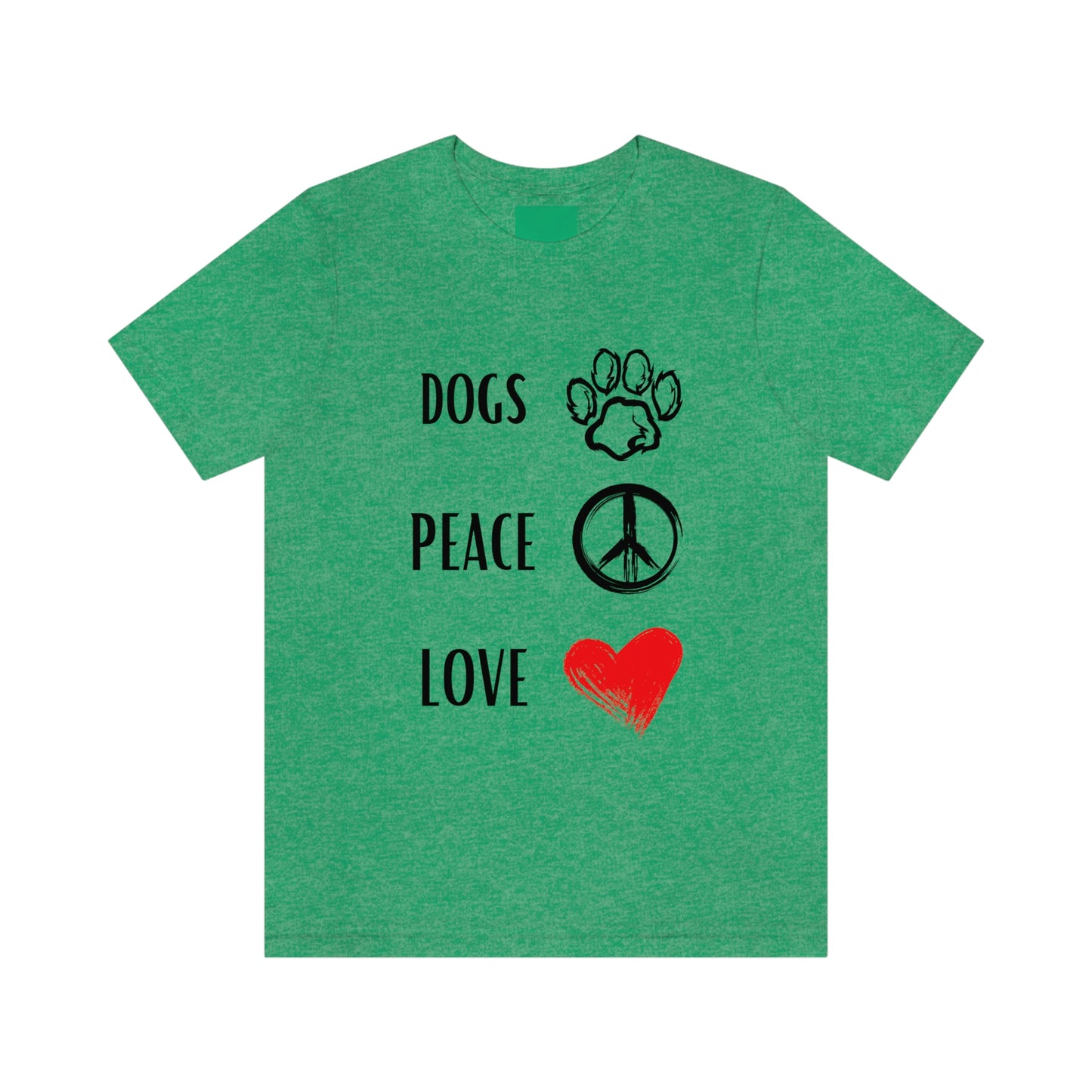 Dogs Peace Red Love - Short Sleeve Tee 01