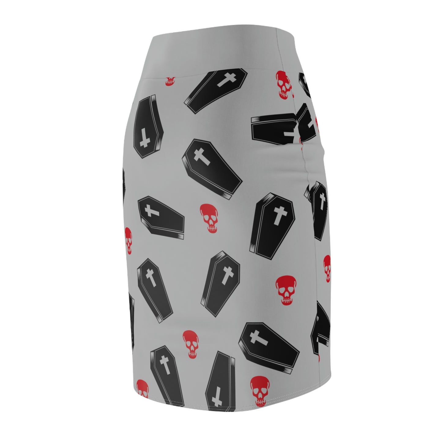 Coffin and Red Skull Pencil Skirt