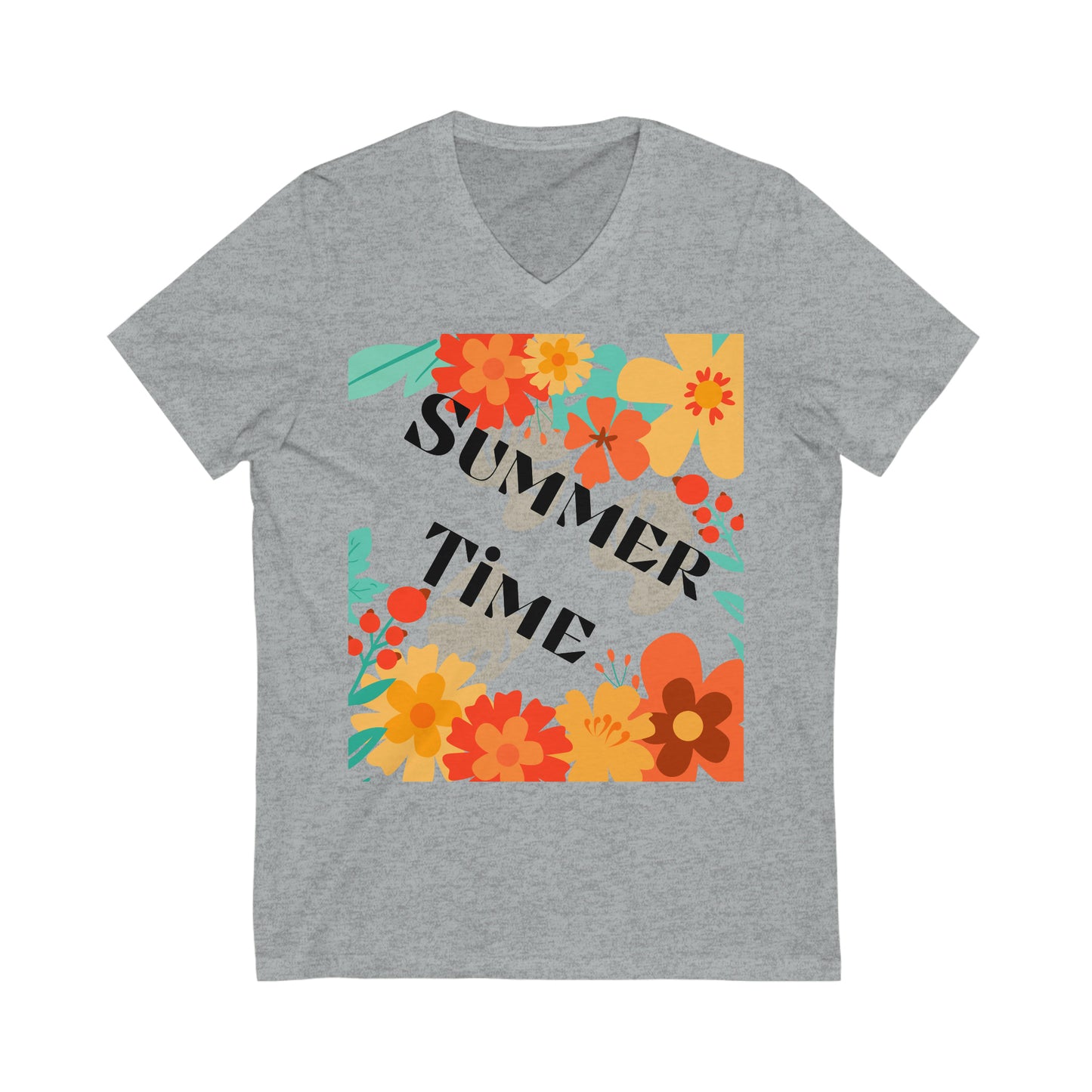 Summer time Flowers - V-Neck Tee