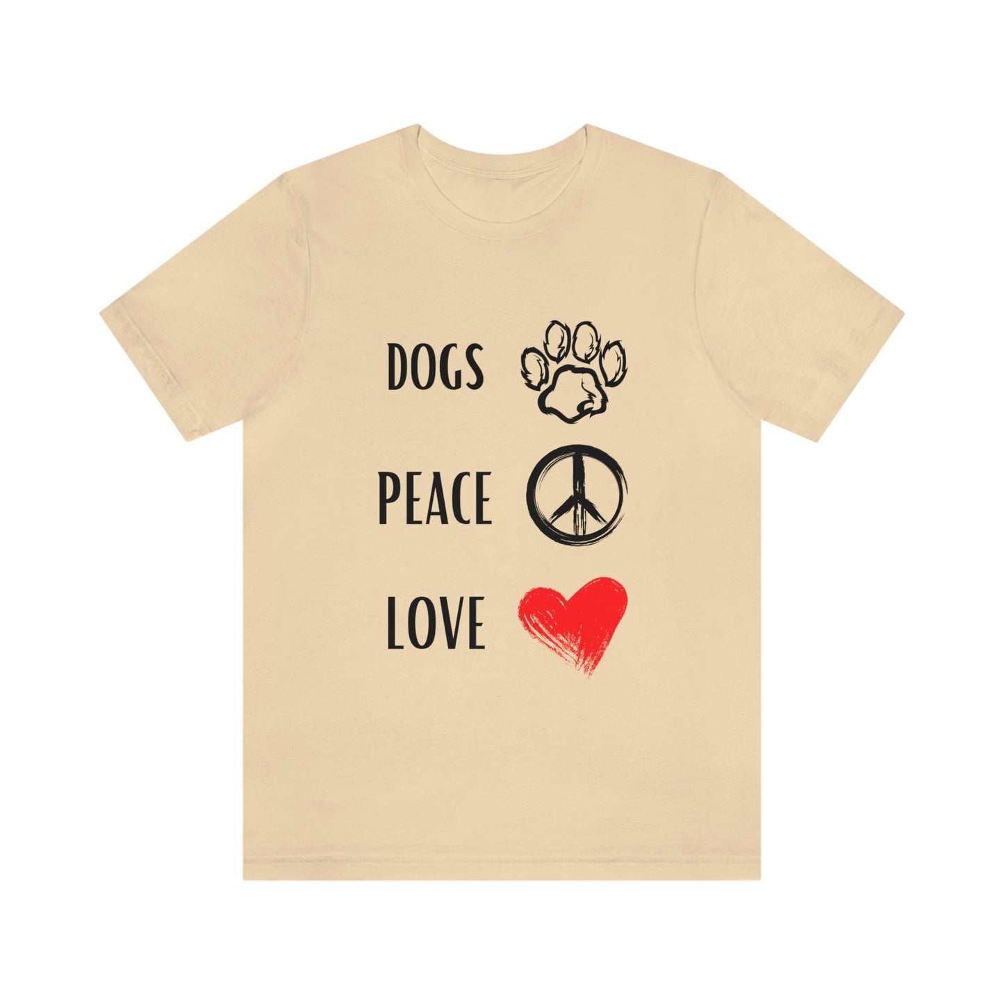 Dogs Peace Red Love - Short Sleeve Tee 01