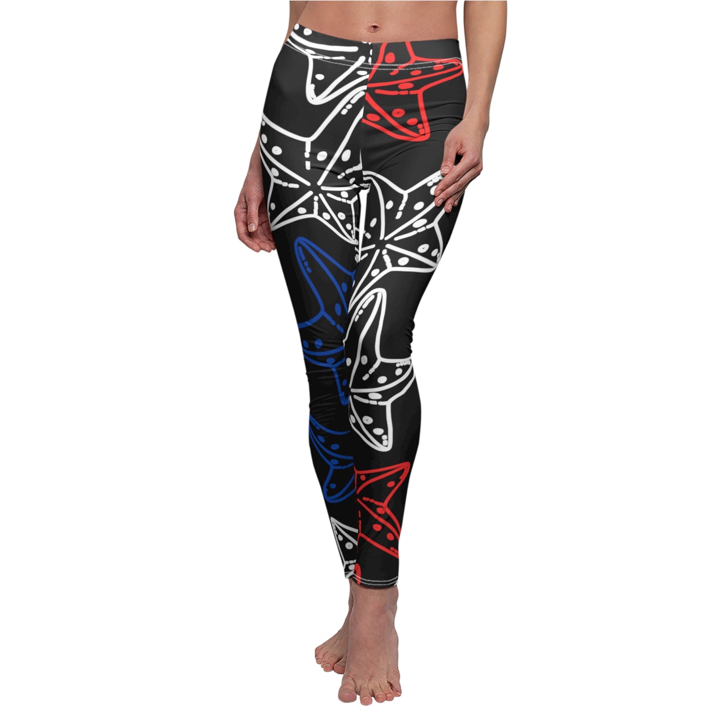 4th of July Starfish - Women's Cut & Sew Casual Leggings