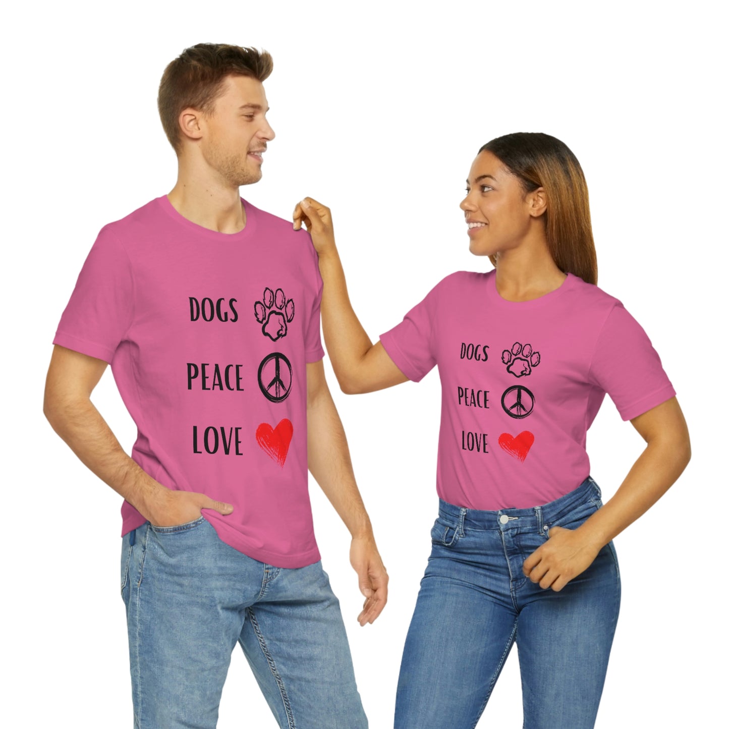 Dogs Peace Red Love - Short Sleeve Tee 01
