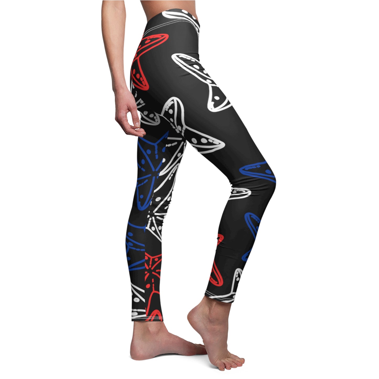 4th of July Starfish - Women's Cut & Sew Casual Leggings