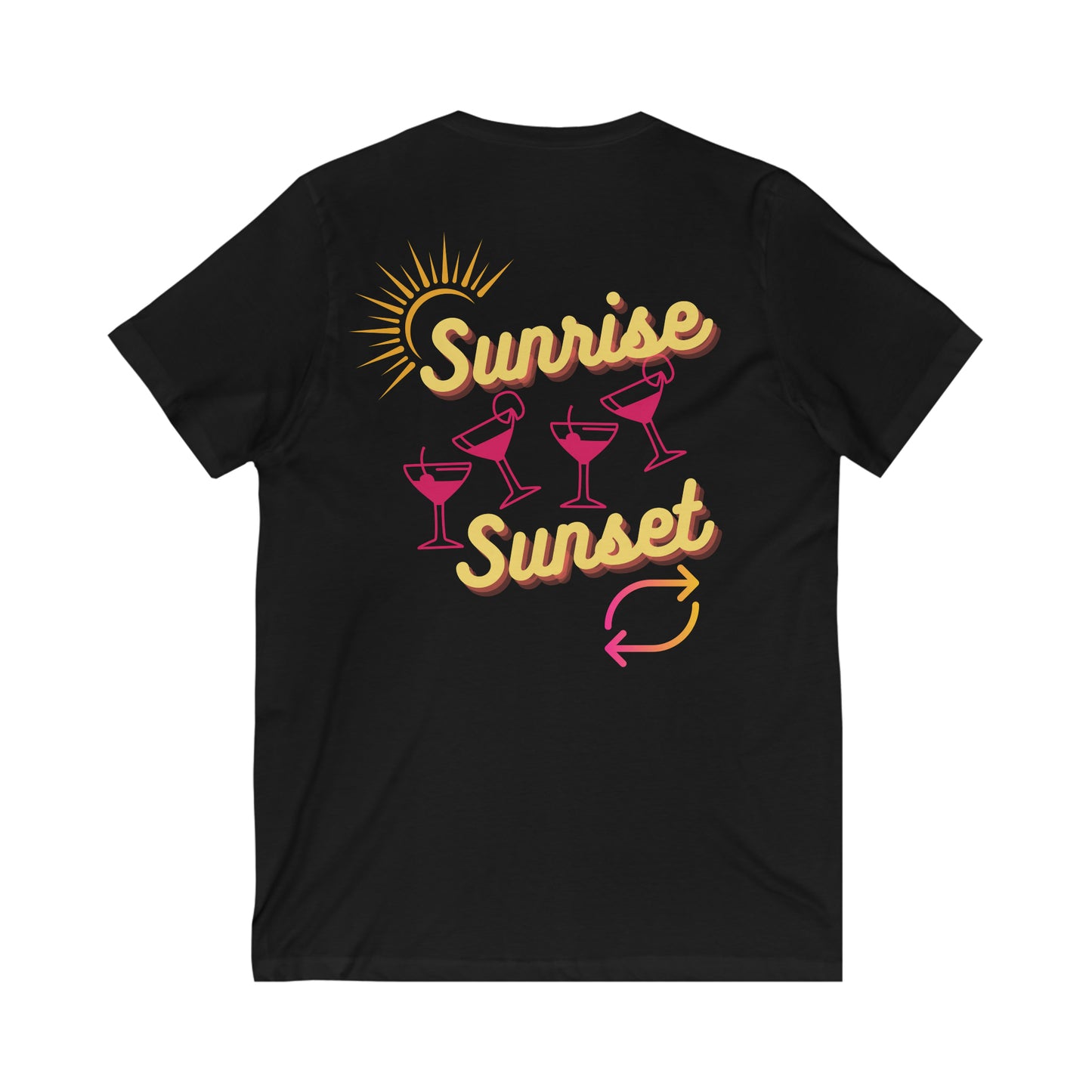 Sunrise Drinking Sunset Repeat V-Neck Tee