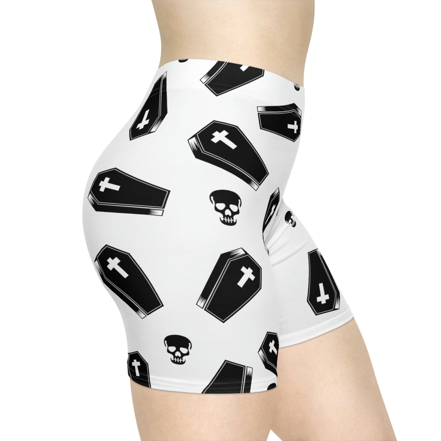 Coffin and Skulls Running Shorts - (B&W)
