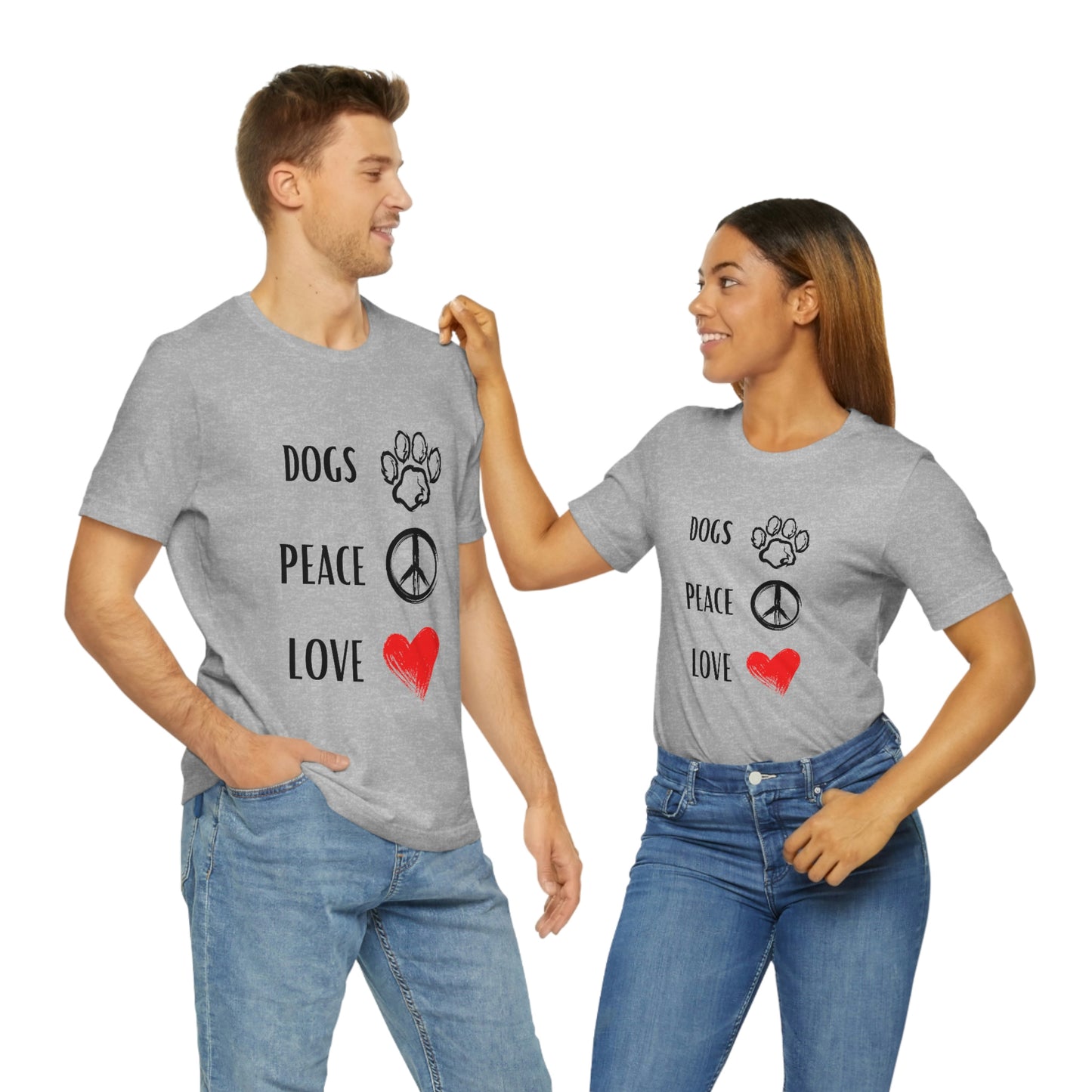 Dogs Peace Red Love - Short Sleeve Tee 01