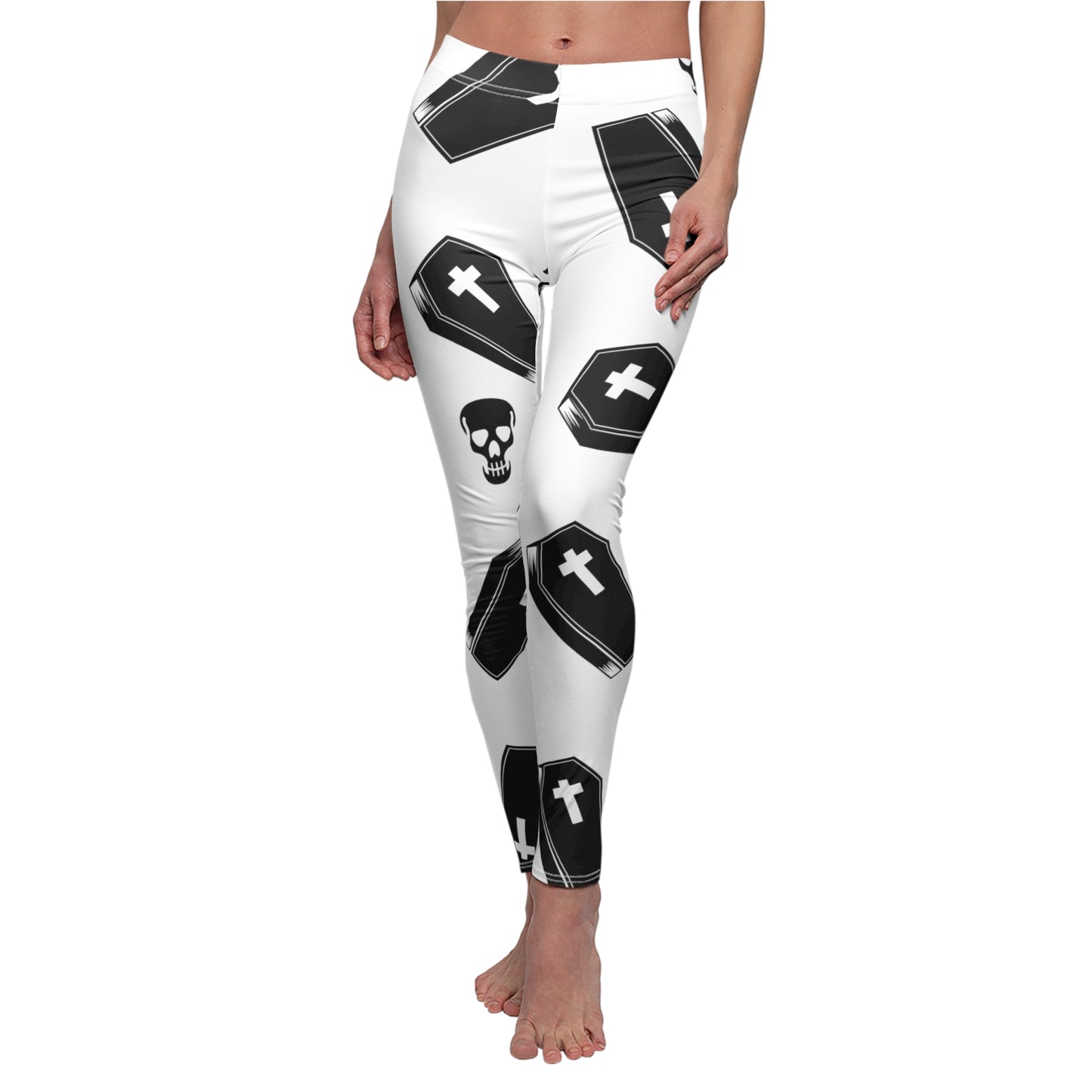Coffin and Skull - Women's Cut & Sew Casual Leggings