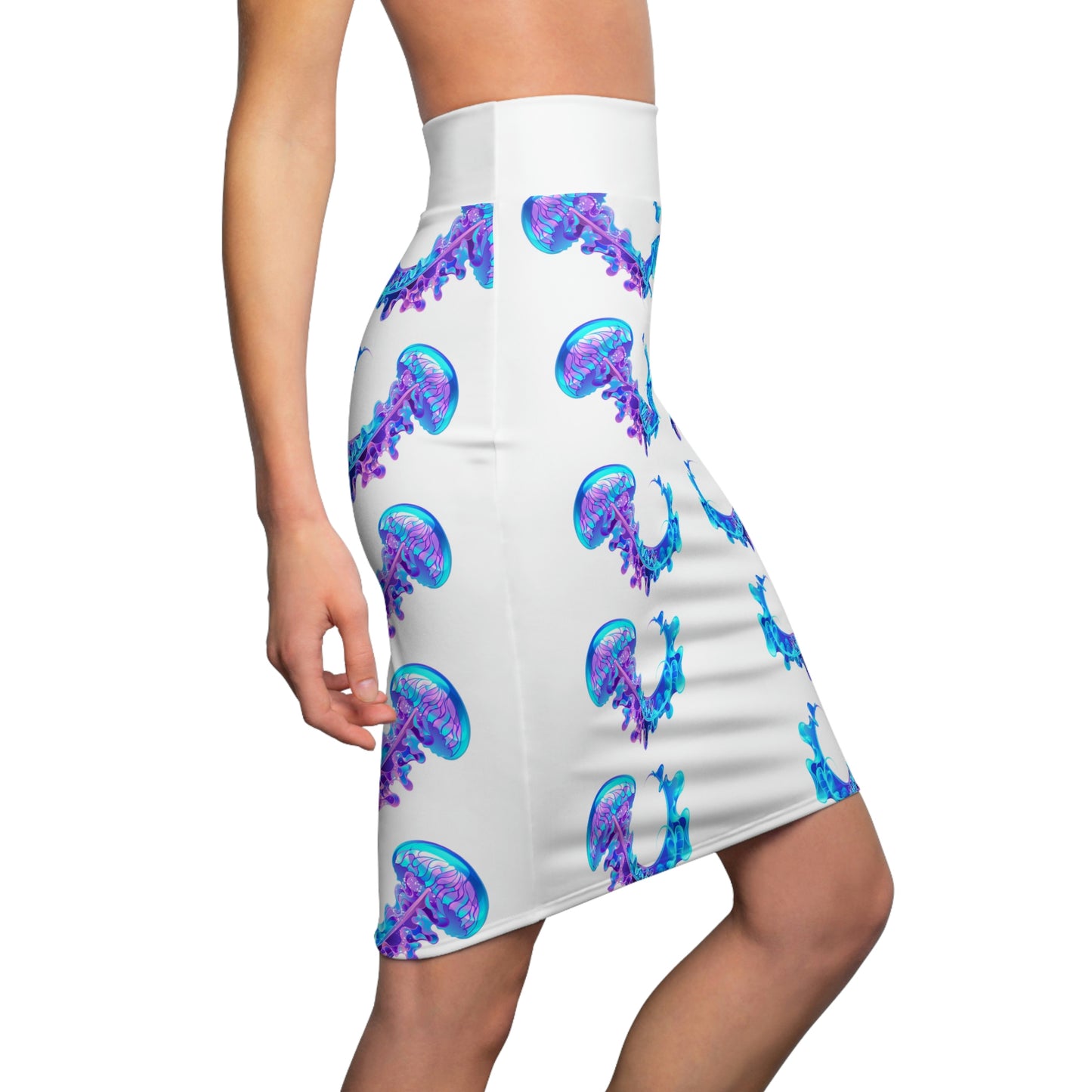 Pretty Blue Physalia physalis - Pencil Skirt