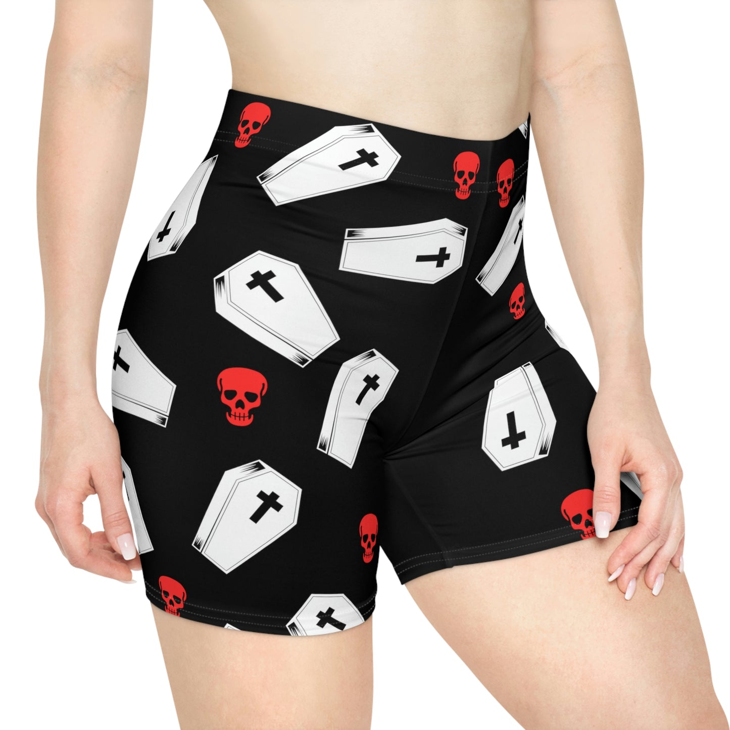 Coffin and Red Skulls Running Shorts