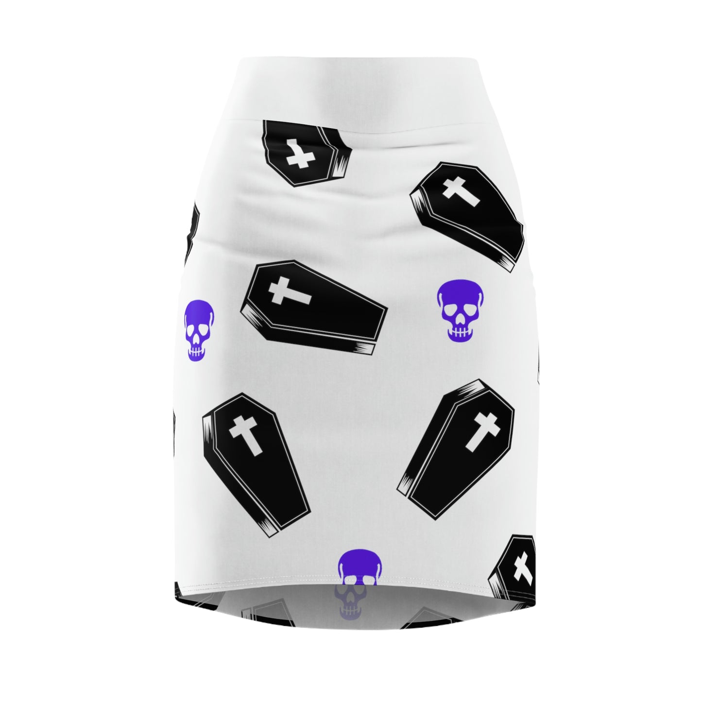 Coffin and Purple Skull Pencil Skirt -(Large Print)