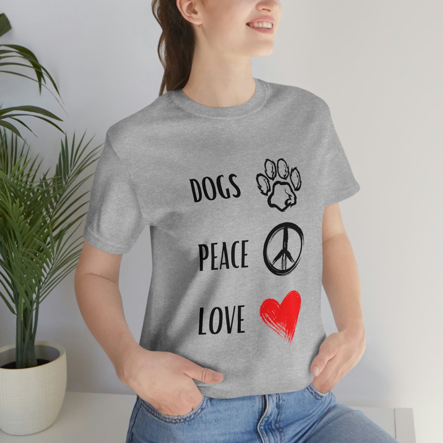 Dogs Peace Red Love - Short Sleeve Tee 01