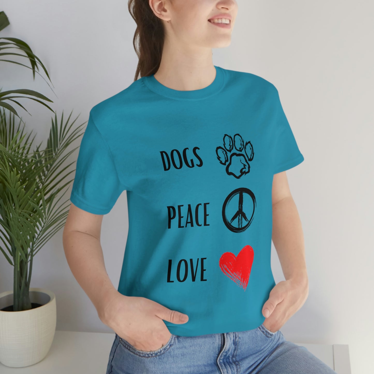Dogs Peace Red Love - Short Sleeve Tee 01