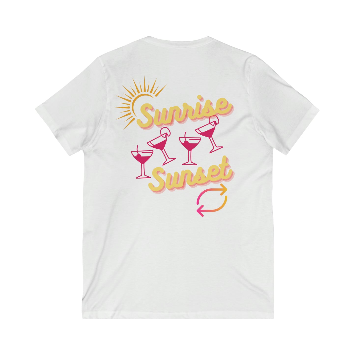 Sunrise Drinking Sunset Repeat V-Neck Tee