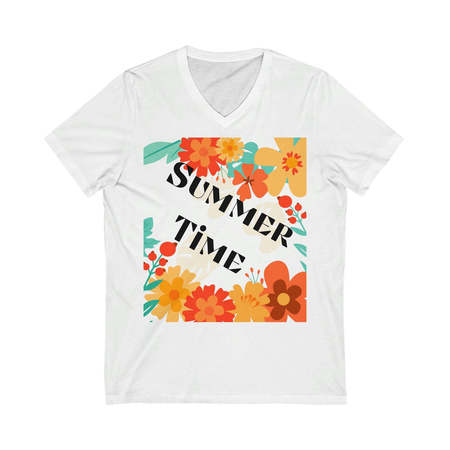 Summer time Flowers - V-Neck Tee