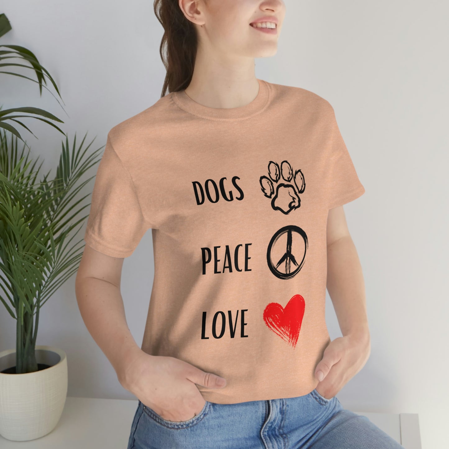 Dogs Peace Red Love - Short Sleeve Tee 01