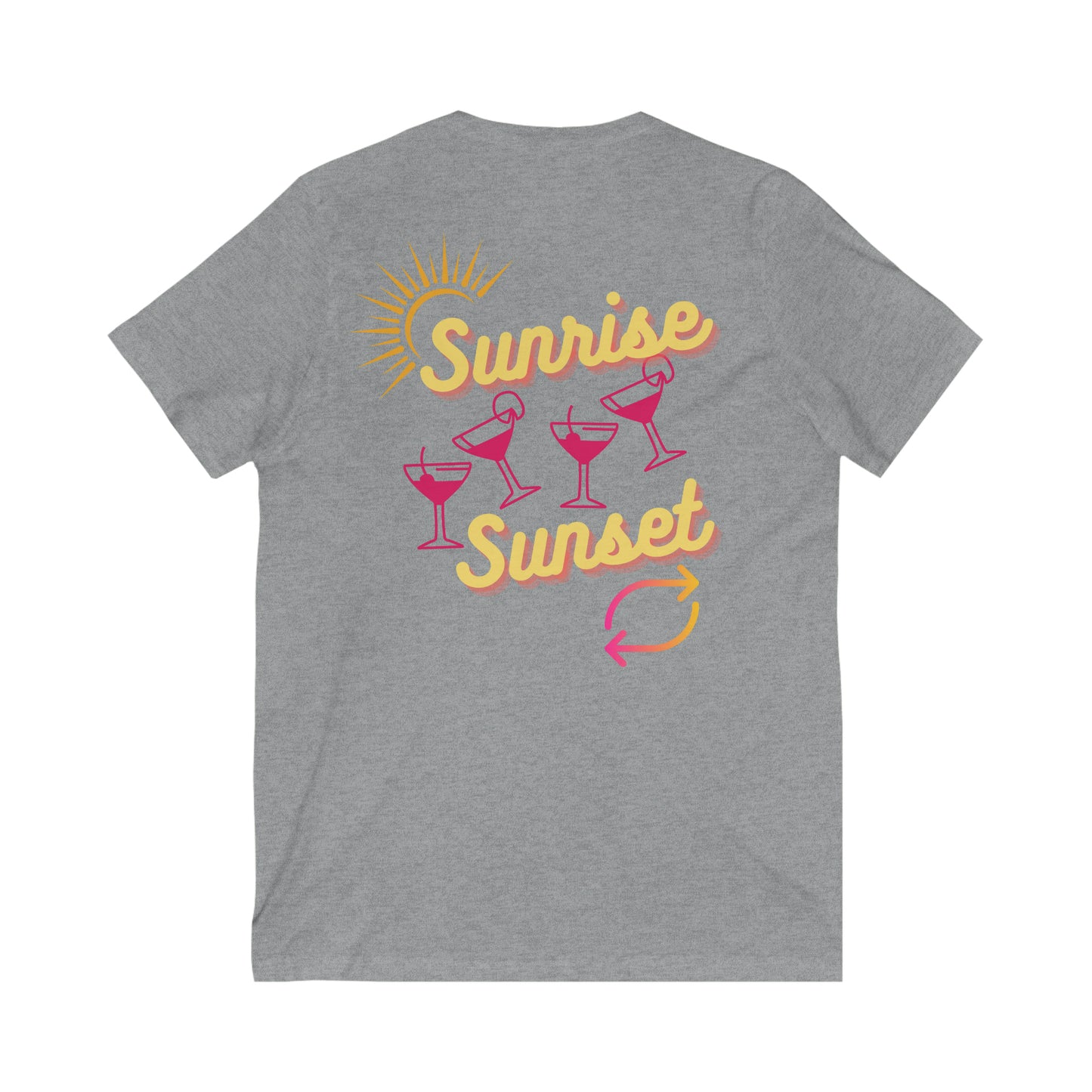 Sunrise Drinking Sunset Repeat V-Neck Tee
