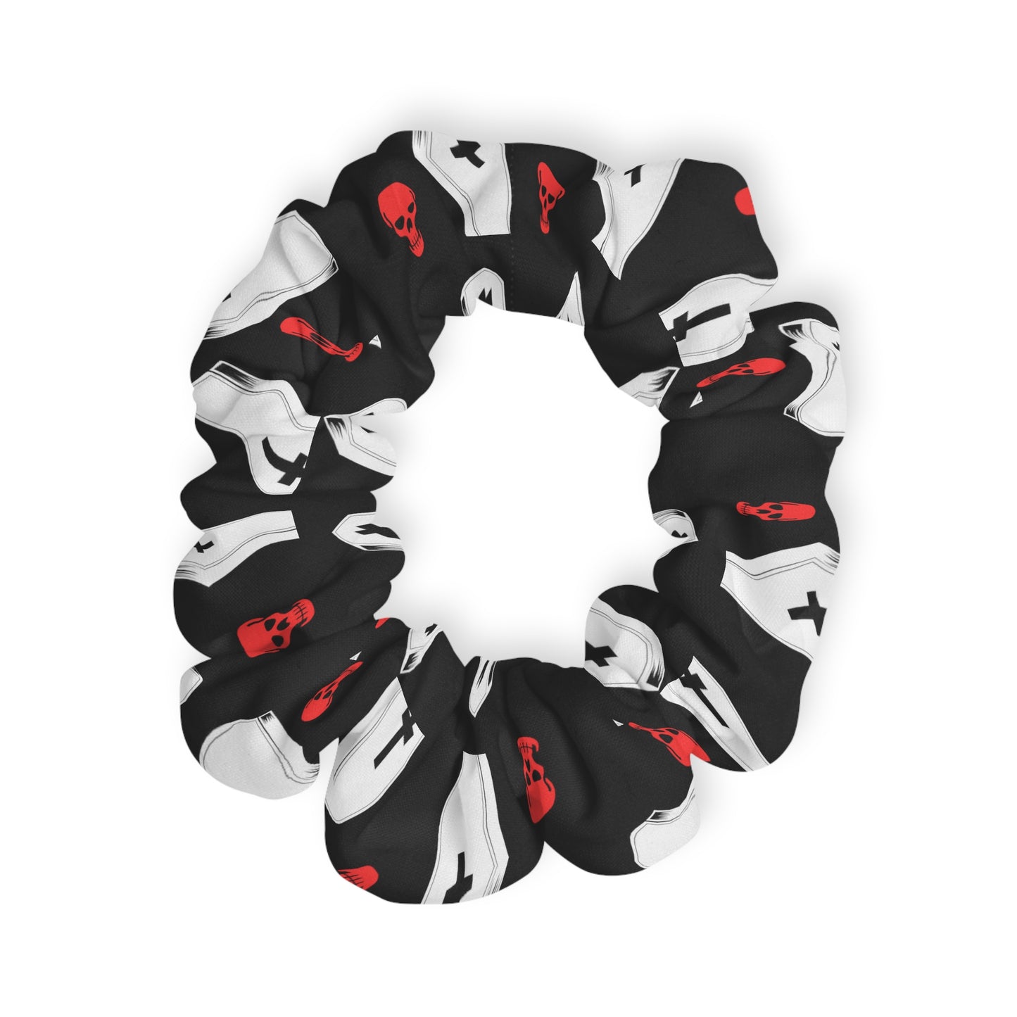 Blk w/ Red Skull and Coffin - Scrunchie