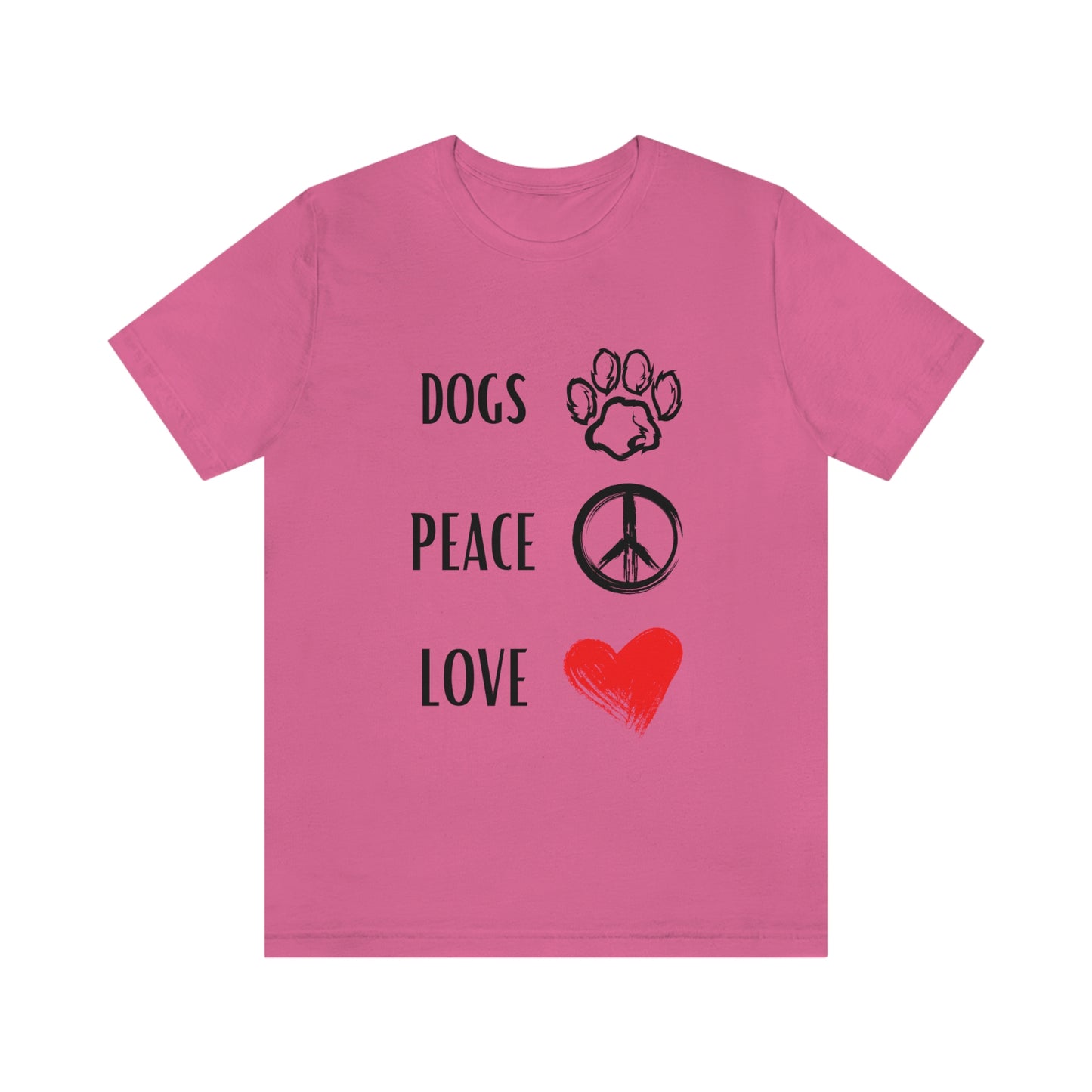 Dogs Peace Red Love - Short Sleeve Tee 01