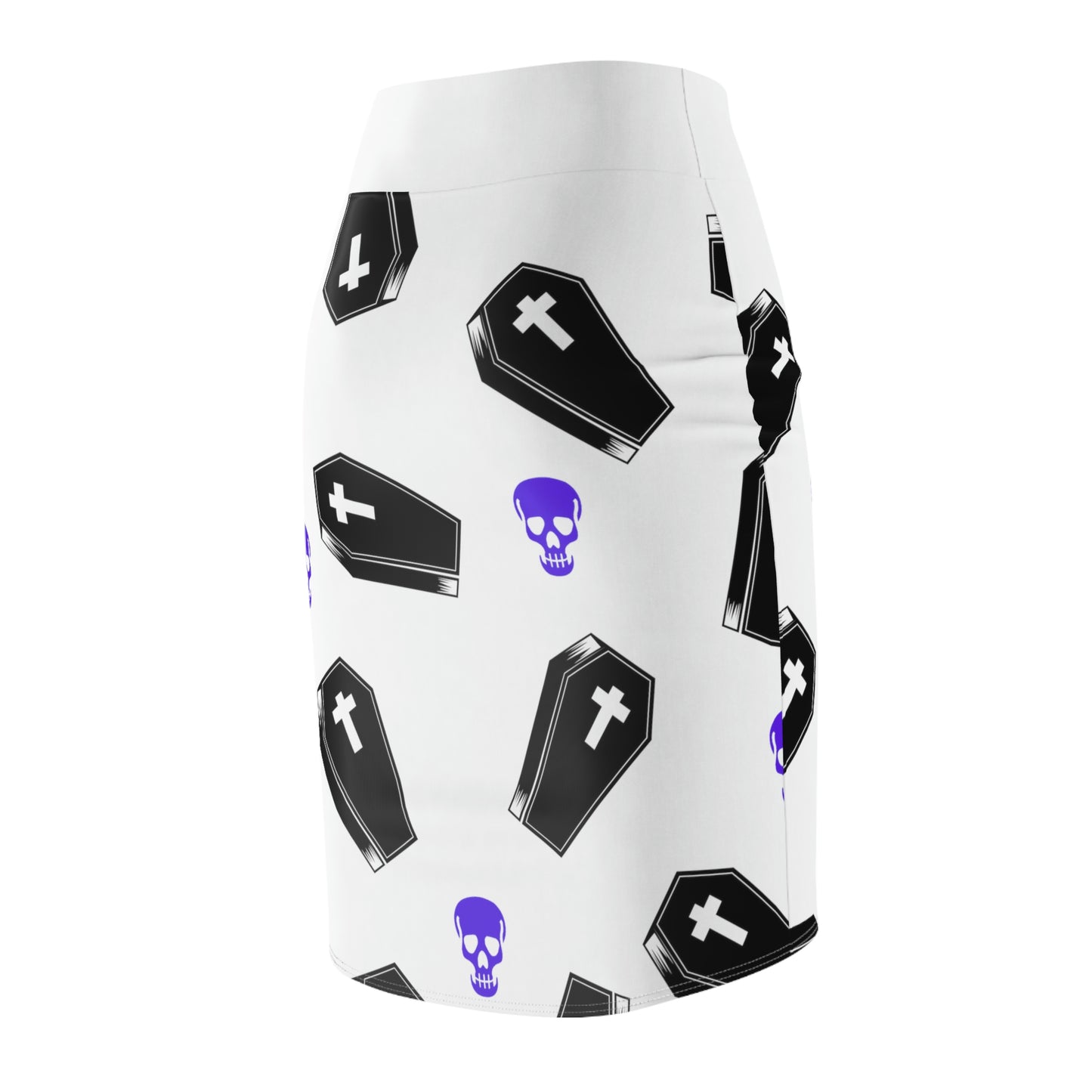Coffin and Purple Skull Pencil Skirt -(Large Print)