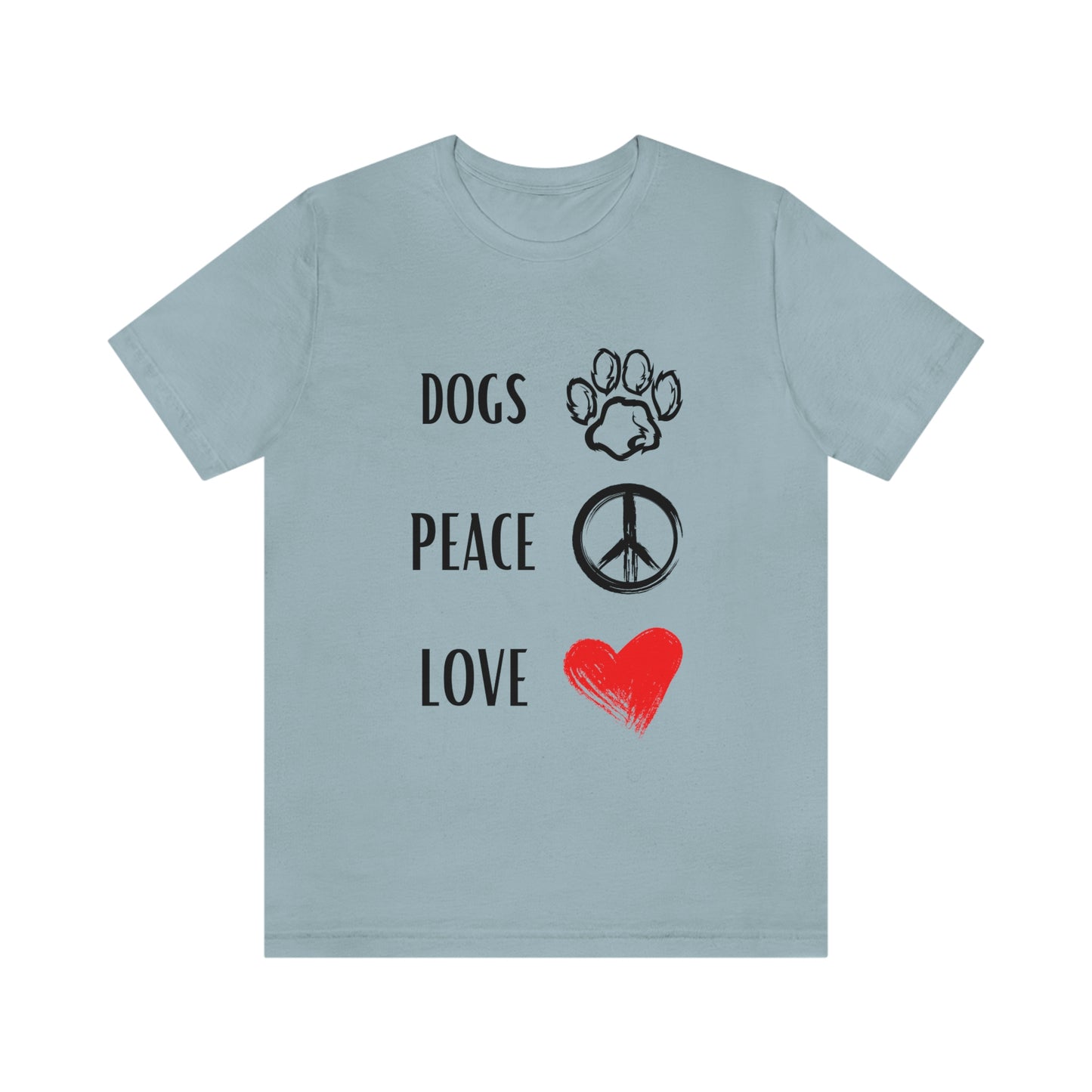 Dogs Peace Red Love - Short Sleeve Tee 01