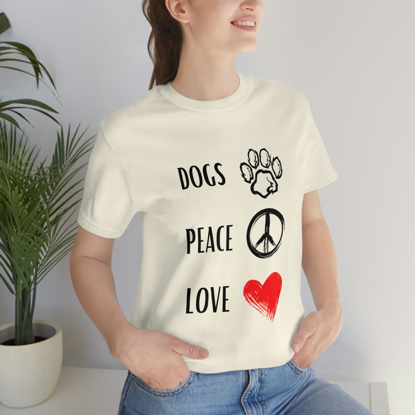 Dogs Peace Red Love - Short Sleeve Tee 01