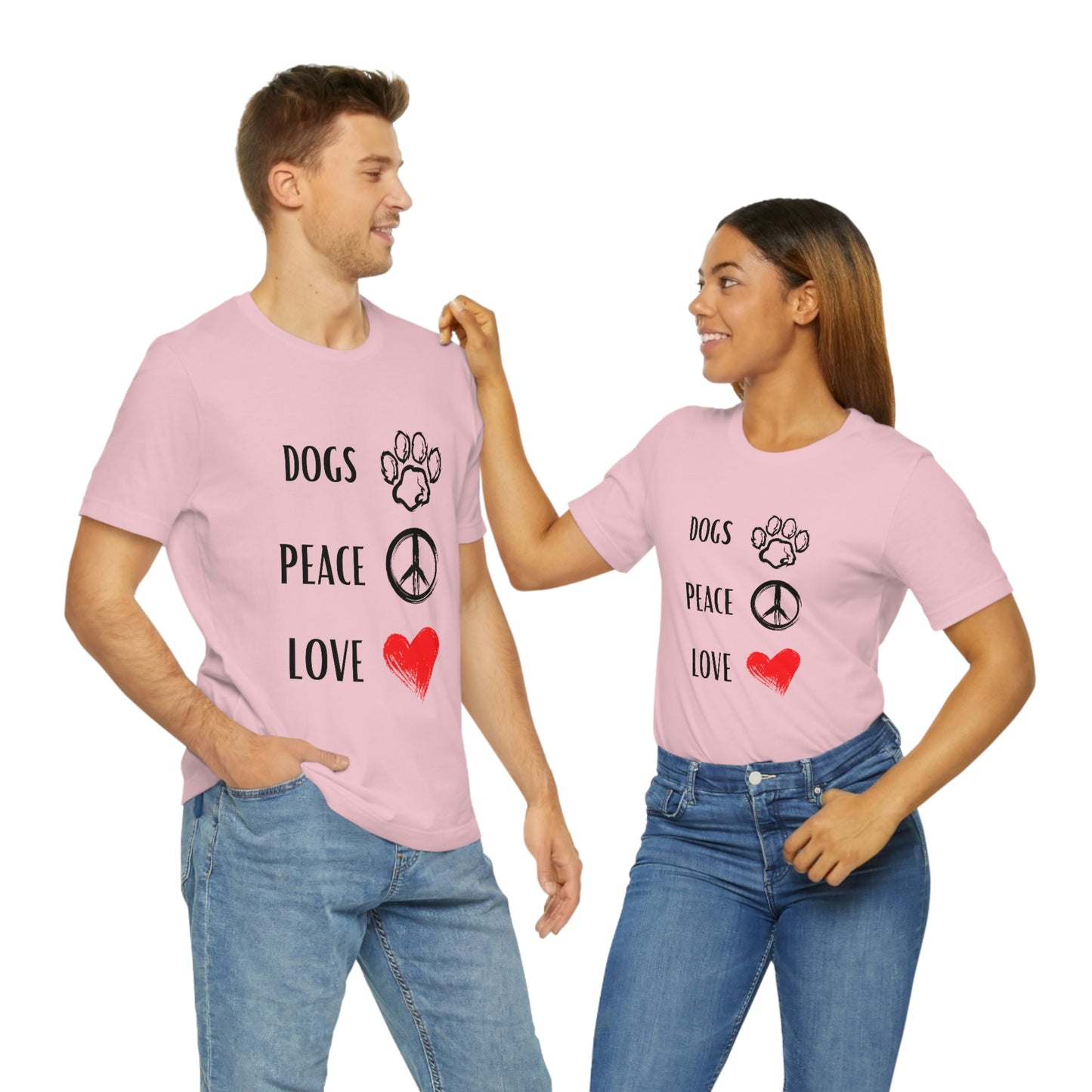 Dogs Peace Red Love - Short Sleeve Tee 01