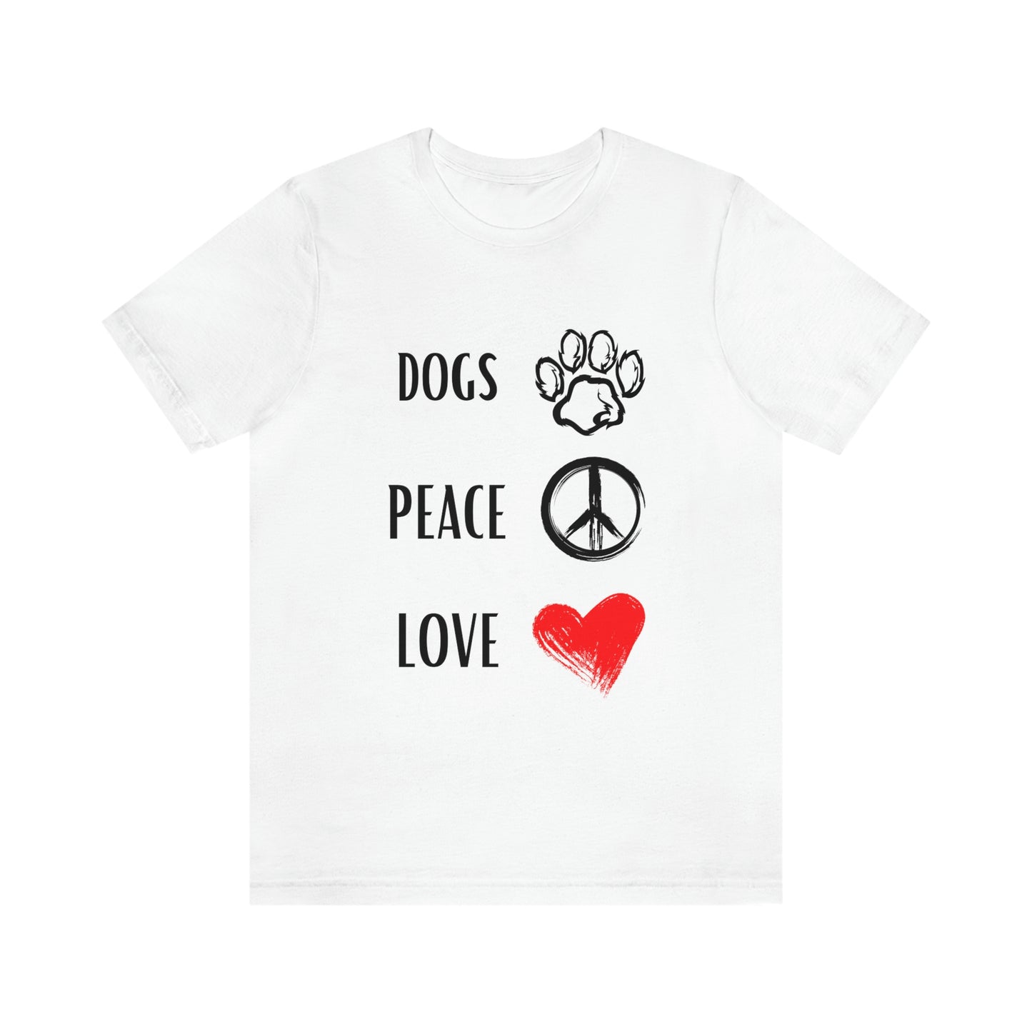 Dogs Peace Red Love - Short Sleeve Tee 01