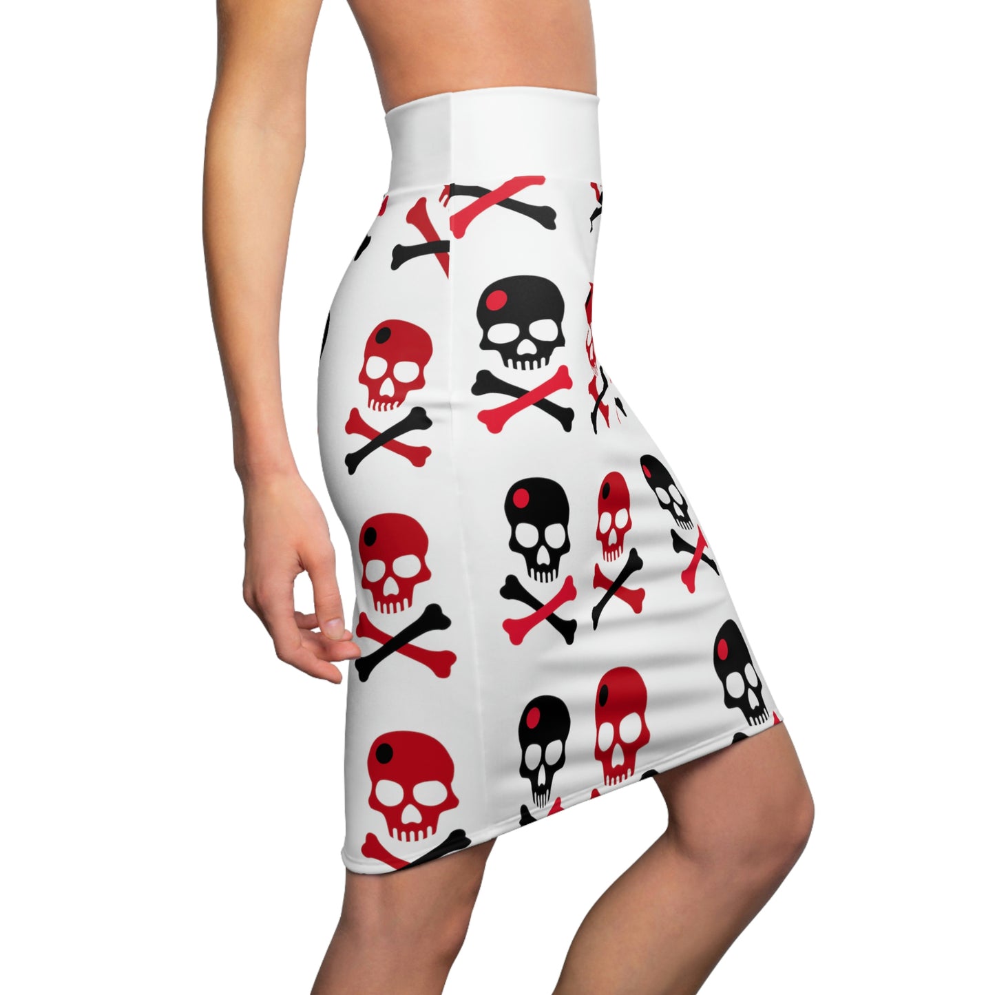 Skull and Bones Pencil Skirt