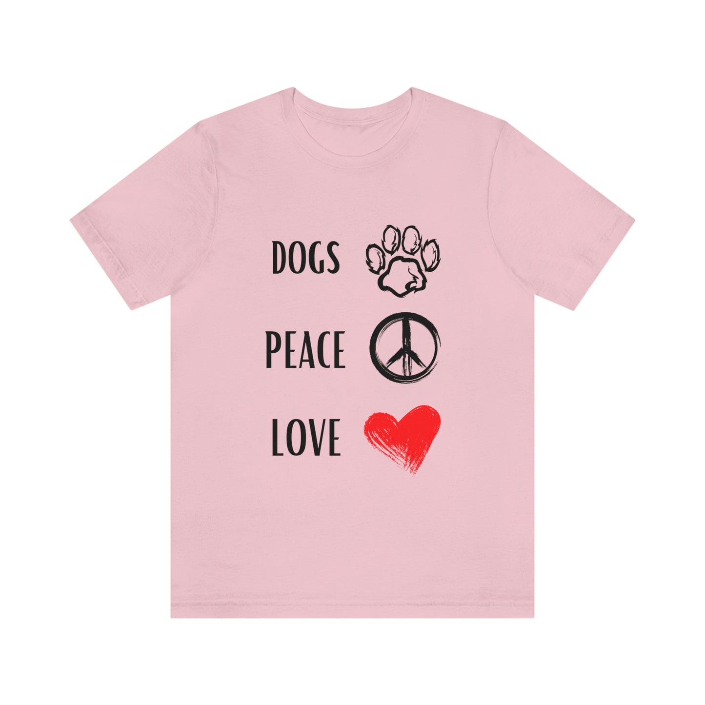 Dogs Peace Red Love - Short Sleeve Tee 01