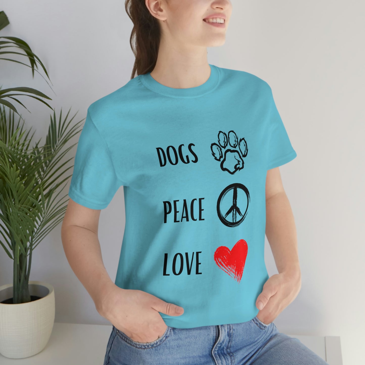 Dogs Peace Red Love - Short Sleeve Tee 01