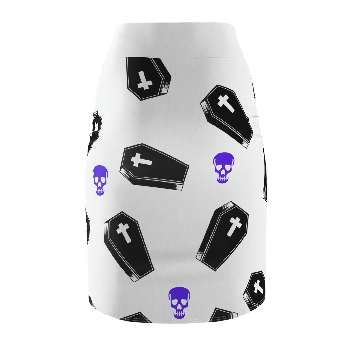 Coffin and Purple Skull Pencil Skirt -(Large Print)