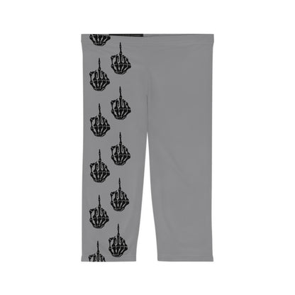 Skeleton Middle Finger - Capri Leggings