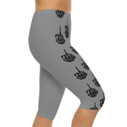 Skeleton Middle Finger - Capri Leggings