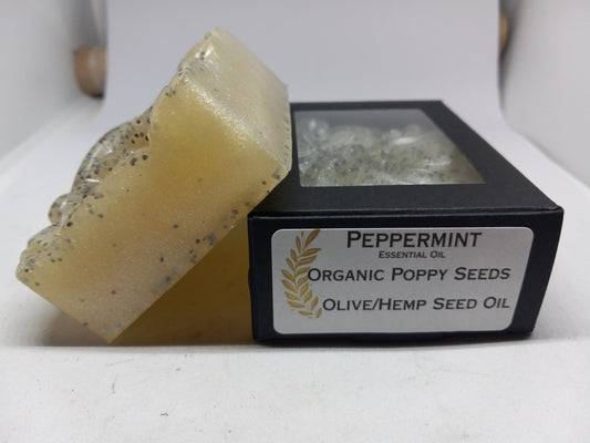 Winter Peppermint - Hand Poured Exfoliating Olive Oil / Hemp Seed Oil Soap