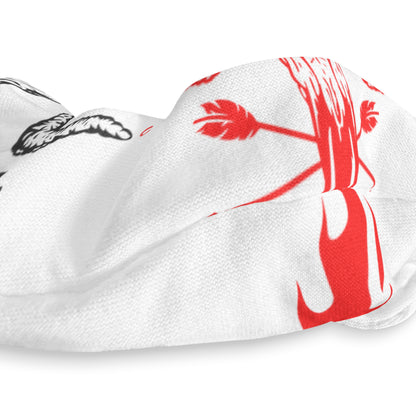 Red and Black Flaming Bull Skull - Scrunchie