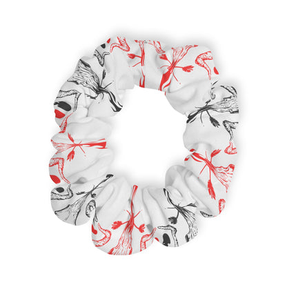 Red and Black Flaming Bull Skull - Scrunchie
