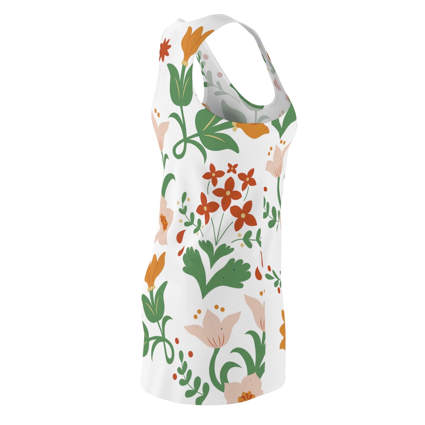 Garden Flowers Cut & Sew Racerback Dress (White)